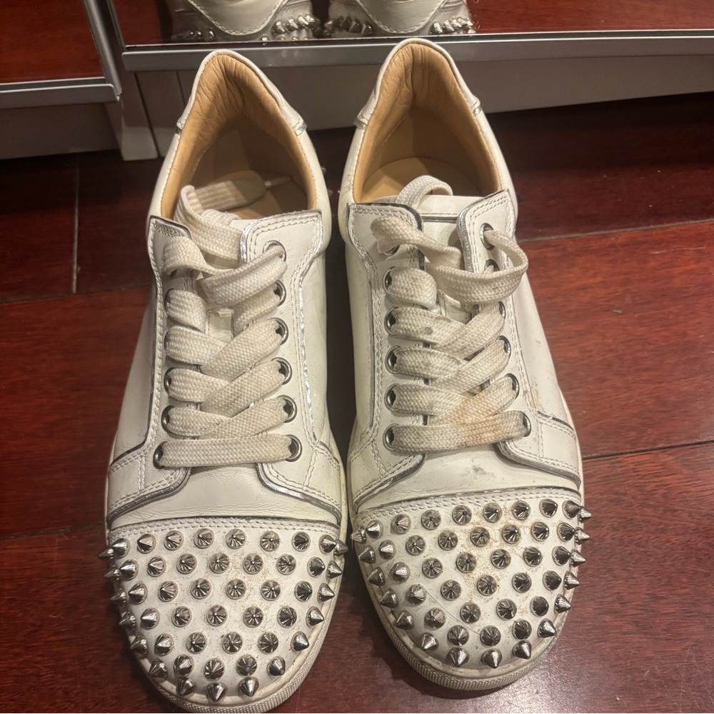 White Studded Christian Louboutin Sneakers